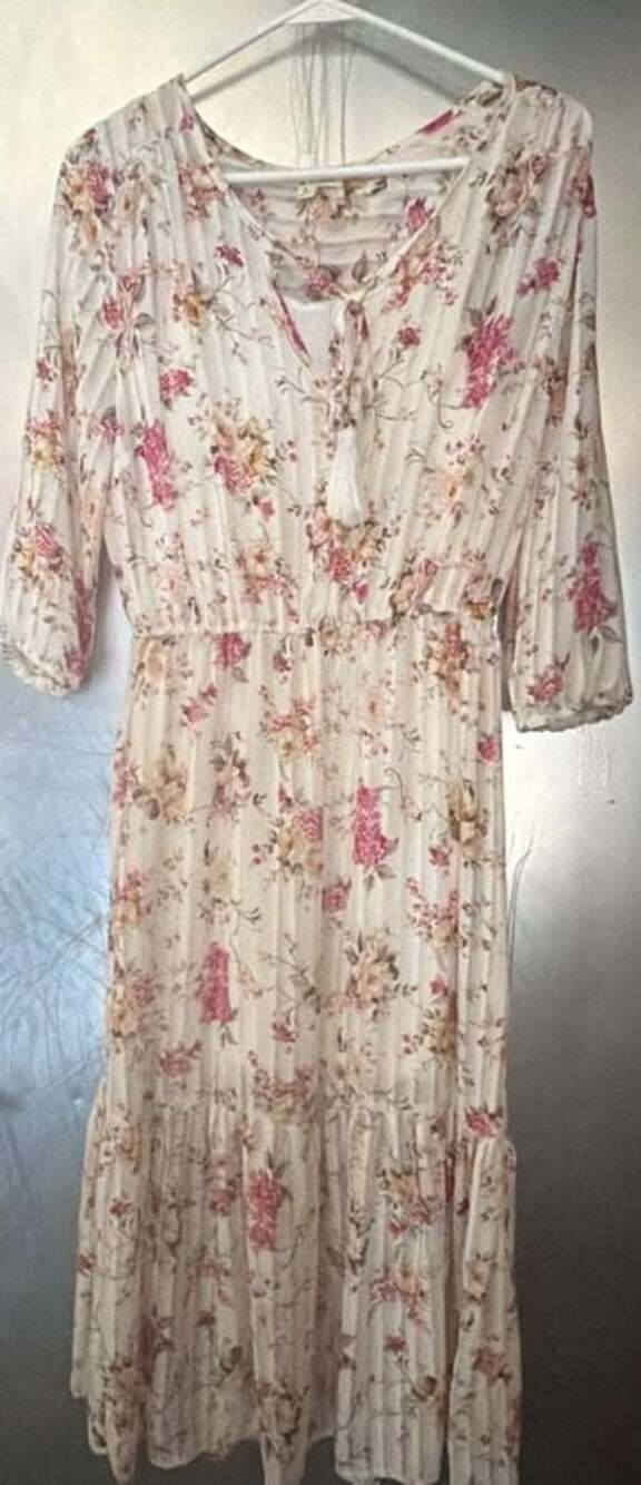 Indigo Rose Floral Print Long Dress